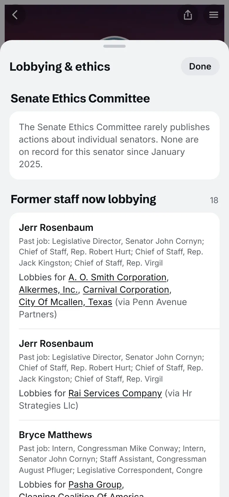 Former staff now lobbying for Sen. John Cornyn